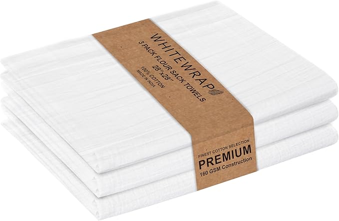 Flour Sack Towels| Tea Towel for Crafts| Kitchen Dish Cotton Blank Towel for by WHITEWRAP