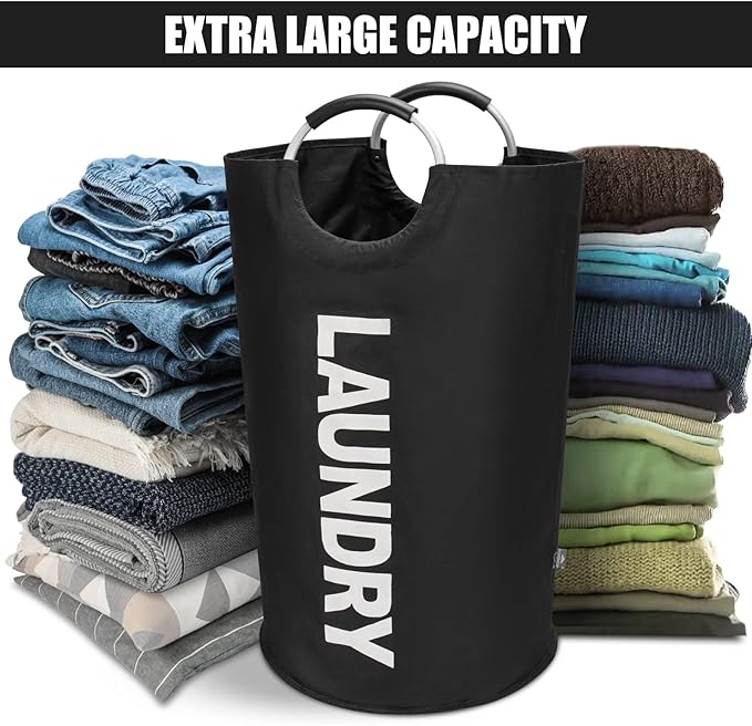 DOKEHOM 125L X-Large Laundry Basket, Collapsible Laundry Bag, Freestanding Tall - Image 6