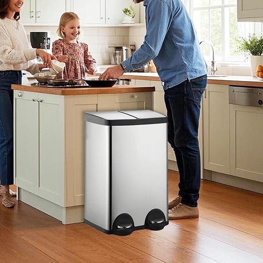 60 Liter 16 Gallon Dual Trash Can, Recycle Bins - Image 2