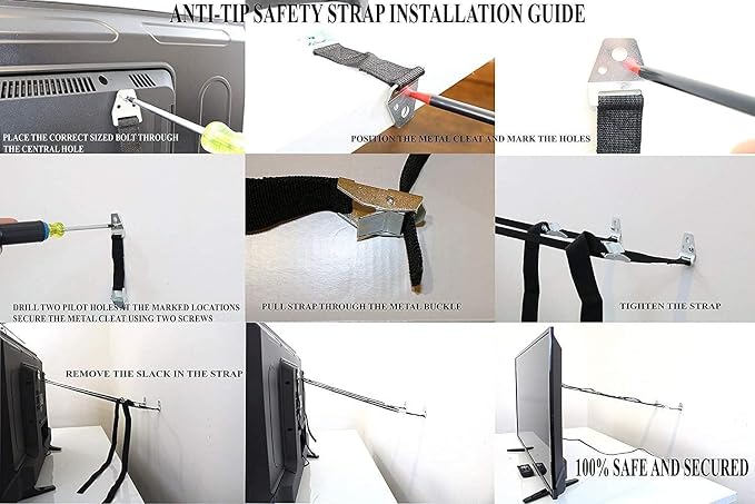 TV and Furniture Anti Tip Straps, Metal Heavy Duty TV Straps Child Safety - Image 7