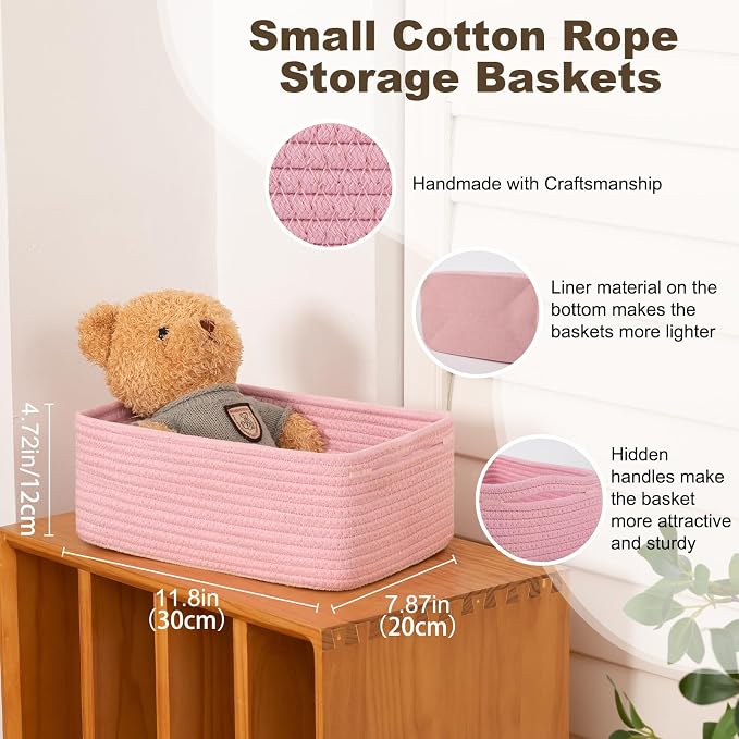 3 Pack Small Storage Baskets for Organizing, Cute Woven Decorative Gift Baskets - Image 2