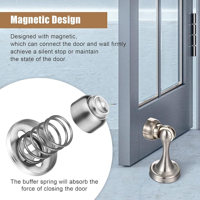 8 Pcs Magnetic Door Stoppers Stainless Steel Door Stops Magnetic Catch Holder - Image 5