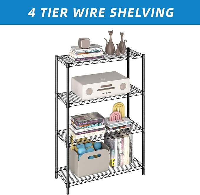 4-Shelf Adjustable Metal Shelf Wire Shelving Unit Storage Rack Display Shelf - Image 5