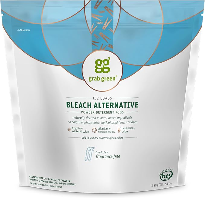 Grab Green Bleach Alternative Pods, Chlorine Free, Fragrance Free, Plant and by GrabGreen