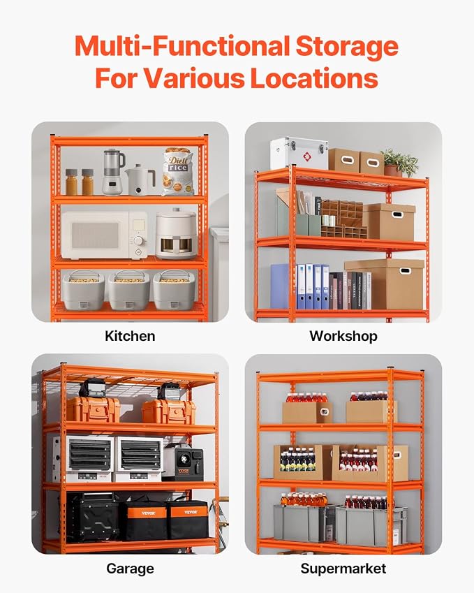 VEVOR Storage Shelves, 2500 lbs, 5 Tier Heavy Duty Garage Shelving, - Image 8