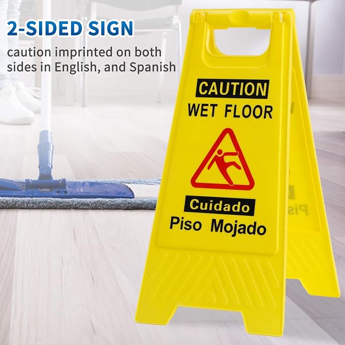 CERLMLAND wet floor signs 6 piece double-sided sign Widely used in various - Image 5
