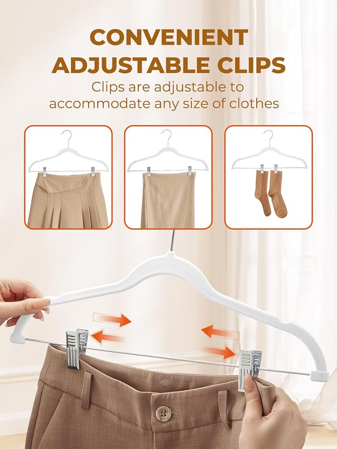 HOUSE DAY Velvet Skirt Hangers 24 Pack, Space Saving Slim Pant Hangers - Image 7