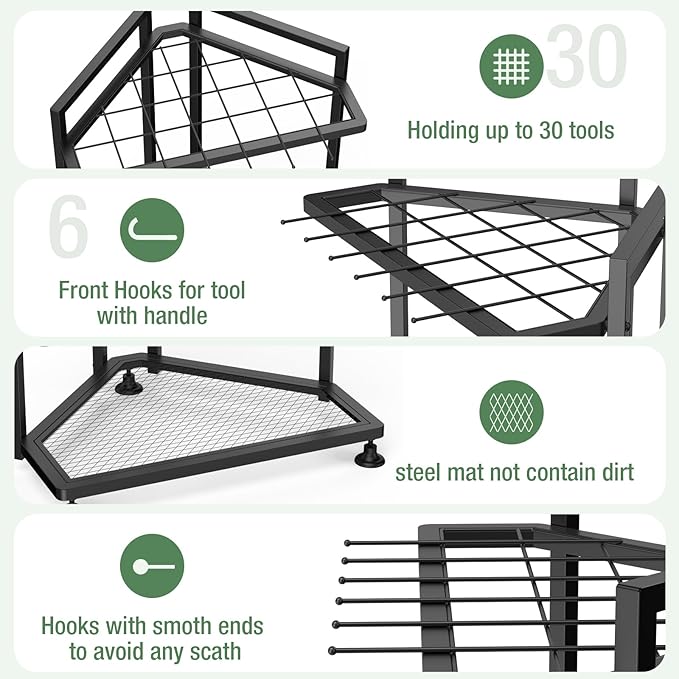 Garden Tool Organizer for Corner, Metal Yard Tool Organizer for Long-Handled - Image 3
