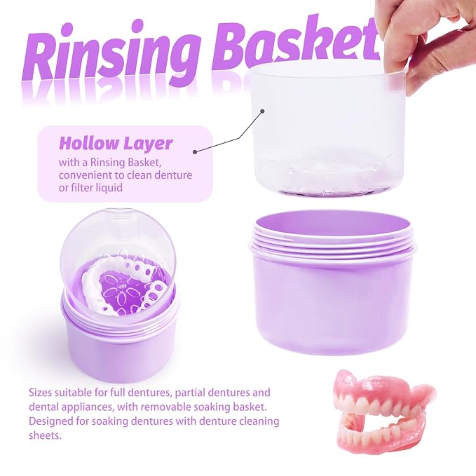 Large Denture Case, No-Leak Denture Container Cups - Image 3