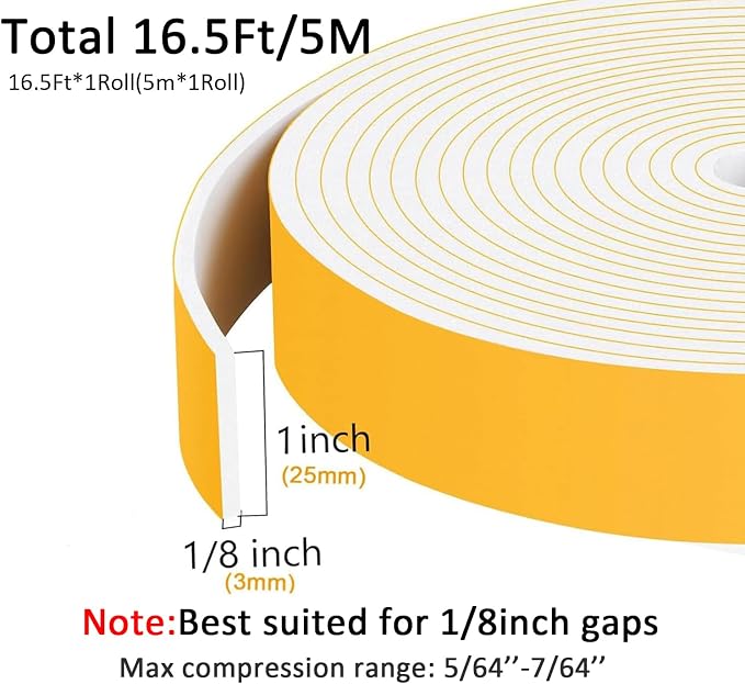Weather Stripping Strong Adhesive 1 inch x 1/8 inch Weather Stripping Door Seal - Image 3