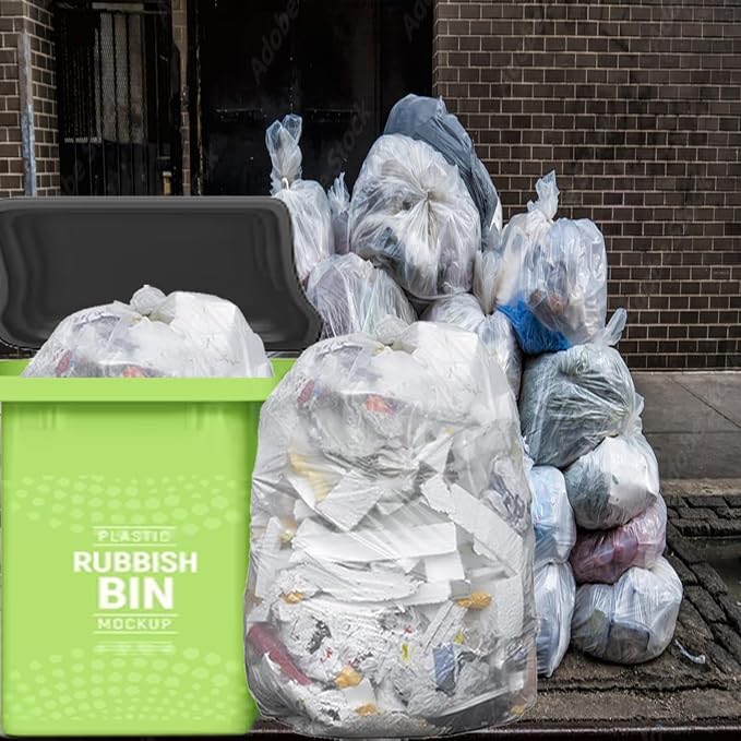 55-60 Gallon Trash Bags, Heavy Duty Clear Plastic Recycling Garbage Bags - Image 7