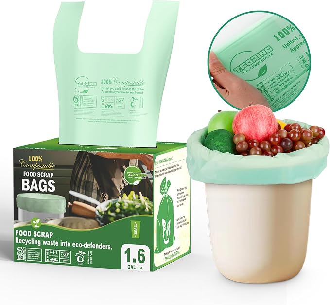 1.6 Gallon Handle Tie Compostable Food Scrap Bags by TFORING%C2%AE