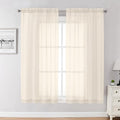Chyhomenyc Cream Sheer Curtains 63 Inches Long 2 Panels Set- Light Filtering by Chyhomenyc