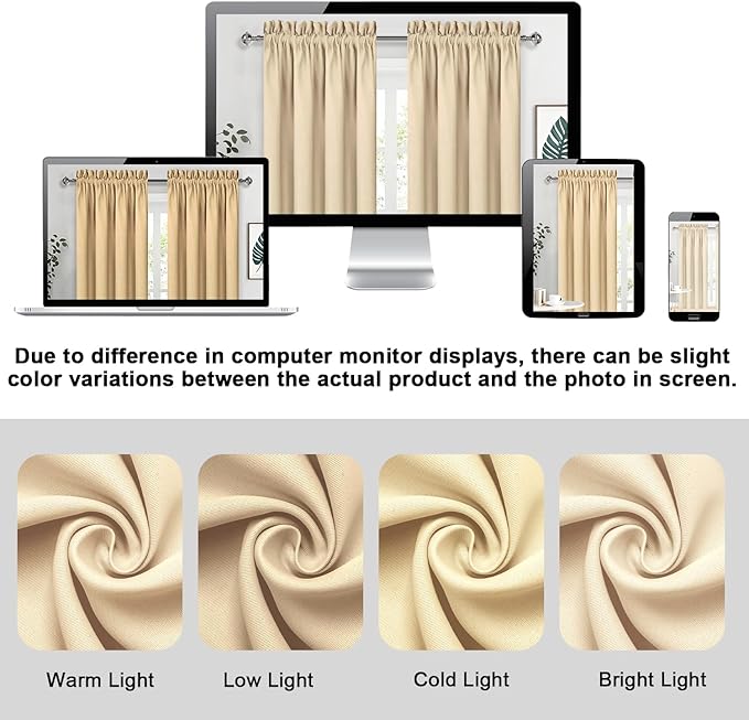 DWCN Blackout Curtains Room Darkening Thermal Insulated Bedroom Curtains Window - Image 2