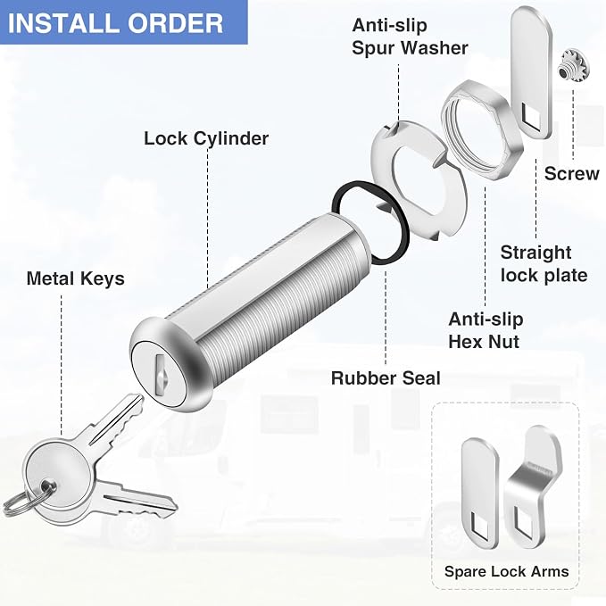 Extra-Long Cam Locks, 2-1/8 Inch, Keyed Alike, Zinc Alloy - Image 5