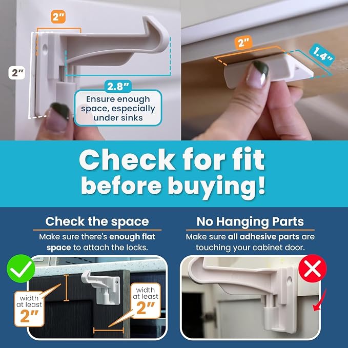 Upgraded Invisible Baby Proofing Cabinet Latch Locks - Image 3