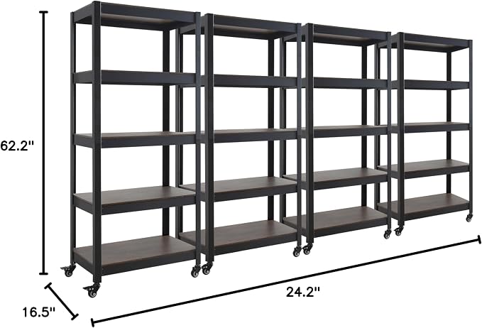 HOMEDANT House 5-Tier Metal Rolling Cart Shelf Rack Casters Heavy Duty - Image 2