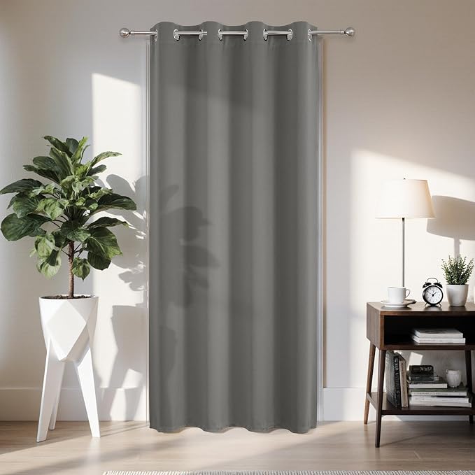 Joydeco Blackout Door Curtain for Doorway Privacy 96 Inches Long, Grommet by JOYDECO