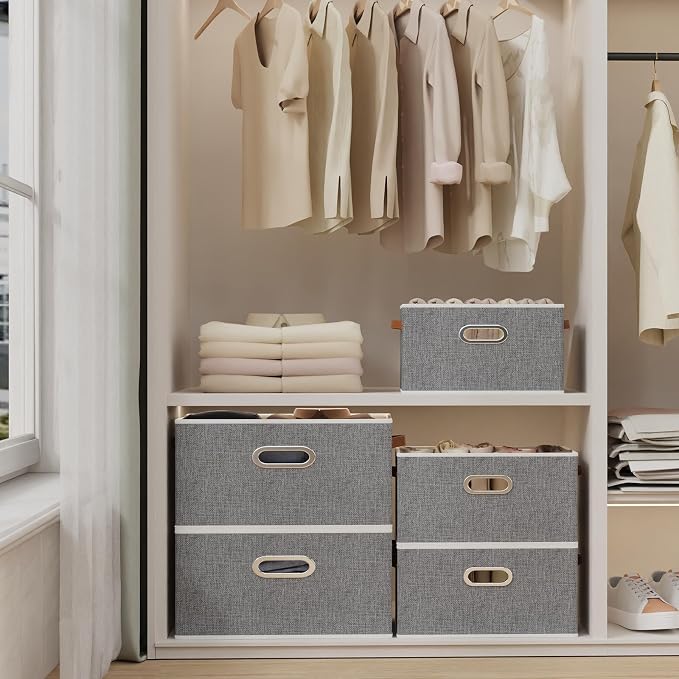 Yawinhe Fabric Storage Baskets, Foldable Closet Organizer - Image 4