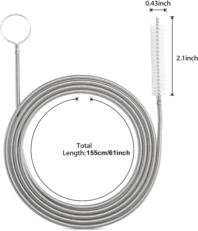 Extra-Thick Drain Brush with Stronger Spring 61-Inch Stainless Steel and Nylon - Image 6