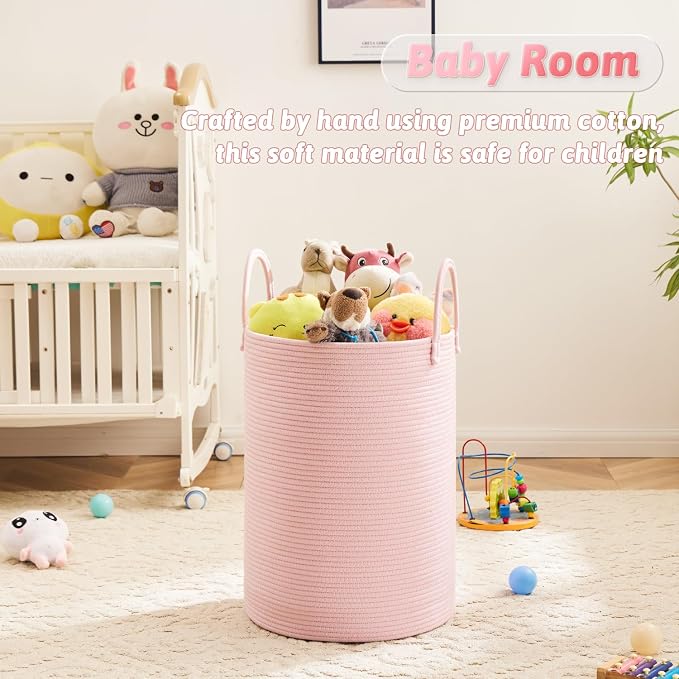 Laundry Basket, Woven Cotton Rope Laundry Hamper, 60L - Image 4
