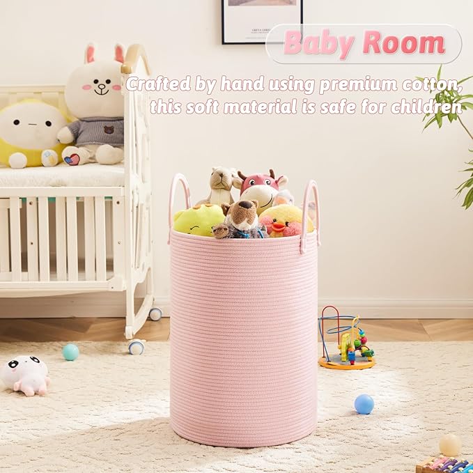 Laundry Basket, Woven Cotton Rope Laundry Hamper, 40L - Image 4