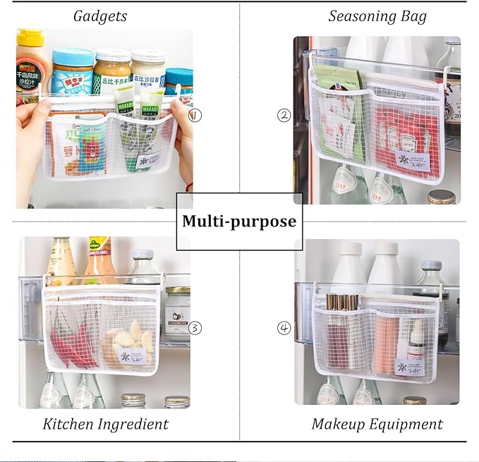 4PCS Refrigerator Door Organizer Set, Fridge Hanging Mesh Bag - Image 6