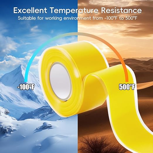 Self Fusing Silicone Tape 2 Rolls 1 in x 10' Yellow Waterproof Rescue Tape - Image 6