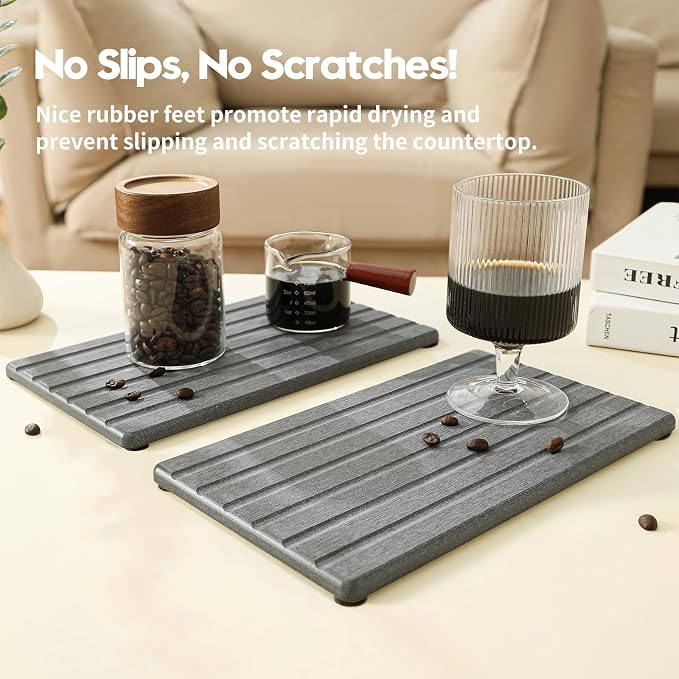 2PCS Water Absorbing Stone Drying Tray Mat - Image 6