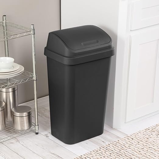 Sterilite 8-Pack Swing Top Wastebasket, Sleek Square Profile Trash Can - Image 5