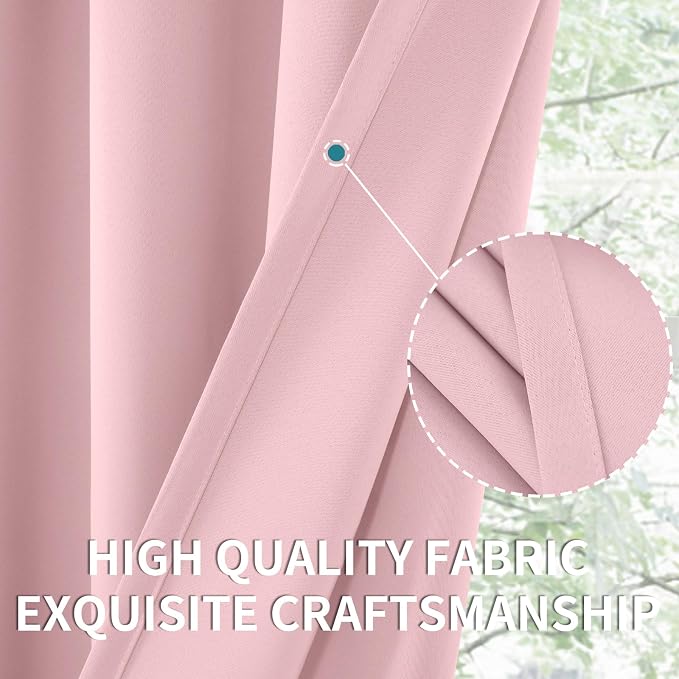 BGment Baby Pink Blackout Curtains 36 Inch Length - Image 6