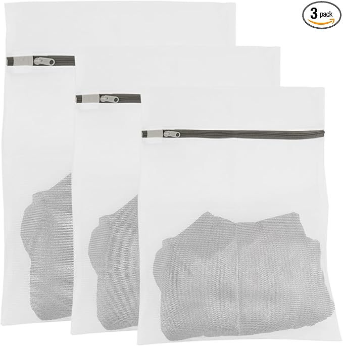 3Pcs Mesh Laundry Bags with Sturdy Zipper, Durable Laundry Room Essentials by Zilotusnte