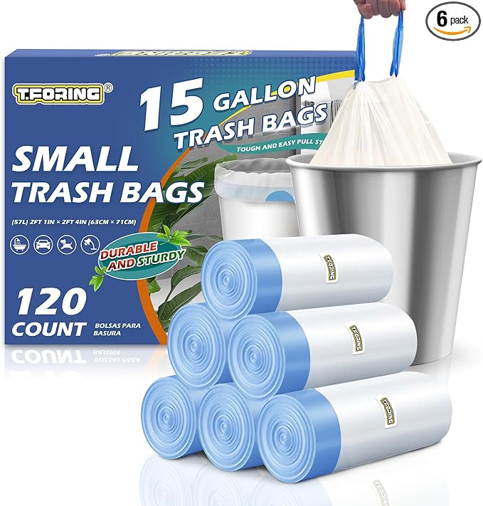 15 Gallon Trash Bags with Drawstring by TFORING%C2%AE