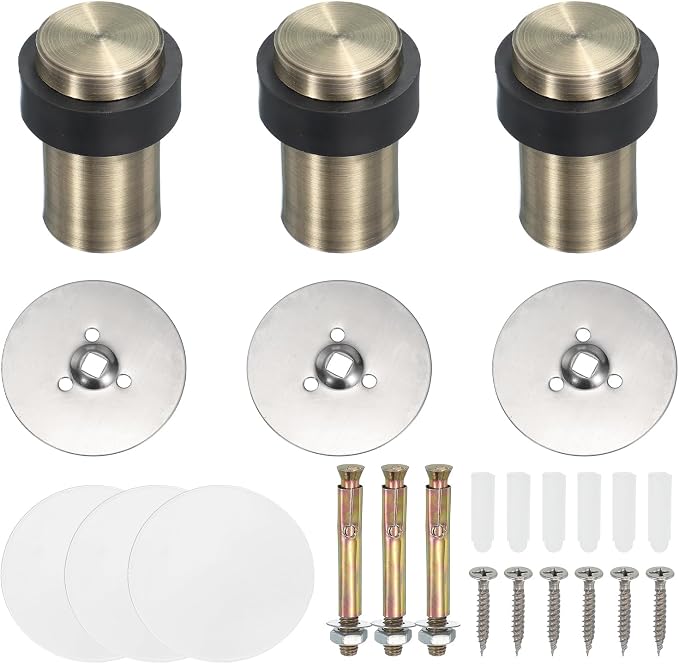 PATIKIL 3Set Round Door Stoppers, 60mm Stainless Steel Door Stop Doorstop Wedge by PATIKIL