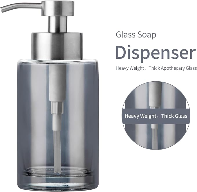 Enra Foaming Soap Dispenser, 12oz Thick Glass Body - Image 3