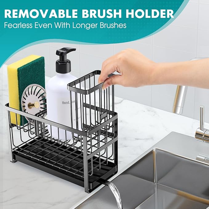 Sinnsally Kitchen Sponge Holder, 2 Tier Sink Caddy Organizer - Image 3