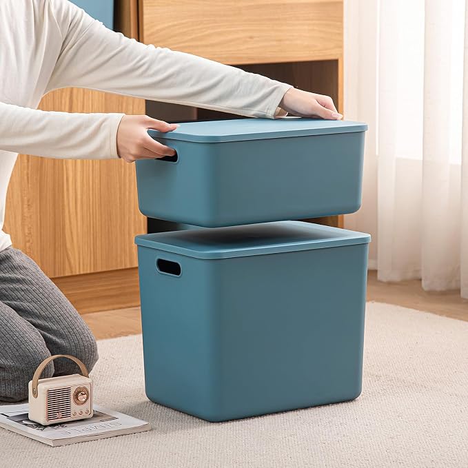 Plastic Storage Bins with lids, Storage Baskets, Container with handle - Image 6