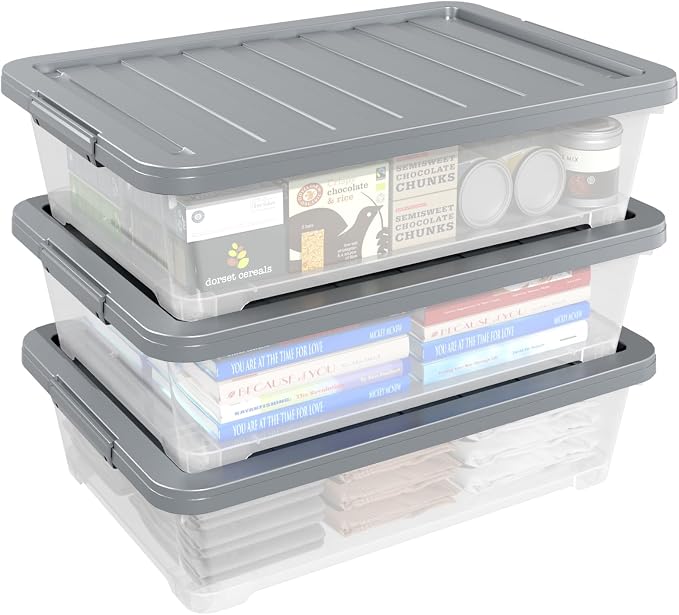 Readsky 3 Packs Large Clear Wheeled Latching Box, 40 L Plastic Underbed Storage - Image 7