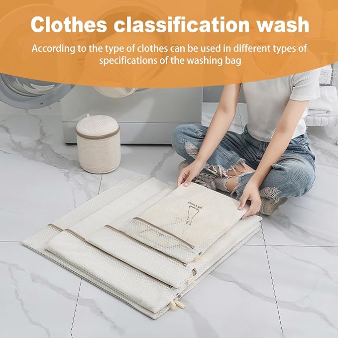 Mesh Laundry Wash Bags Set, 7 Piece Set of Laundry Bags - Image 3