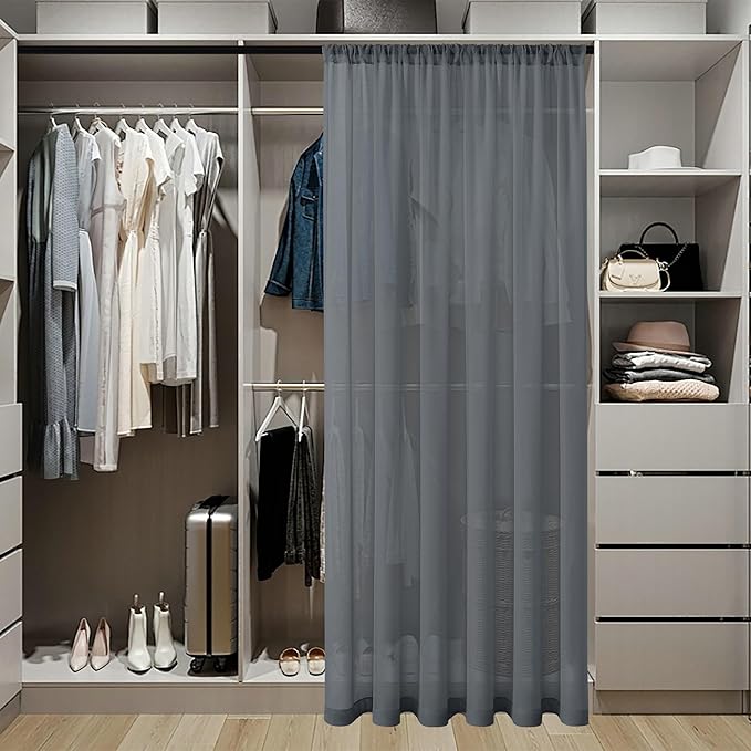 Tollpiz Small Sheer Door Curtain Closet Linen Textured Curtain Sheers Doorway - Image 3