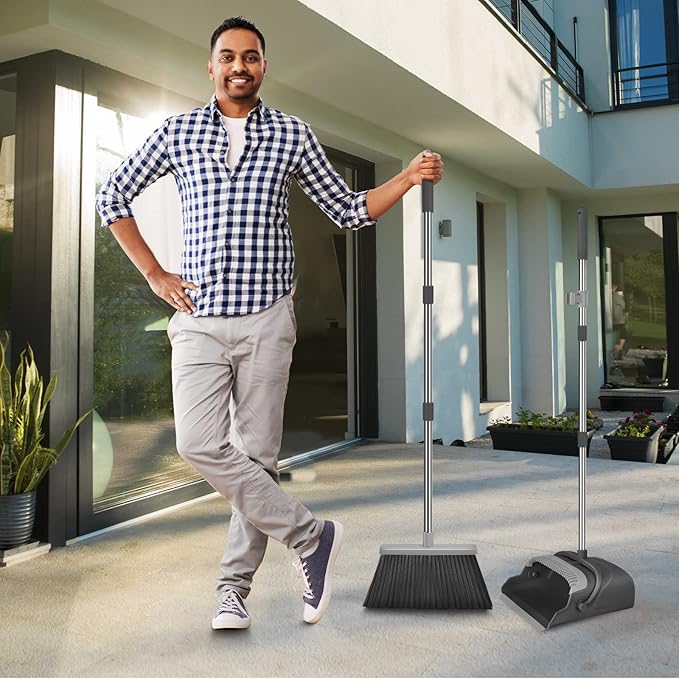 kelamayi Broom and Dustpan Set for Home, Indoor&Outdoor Sweeping, Stand Up - Image 7