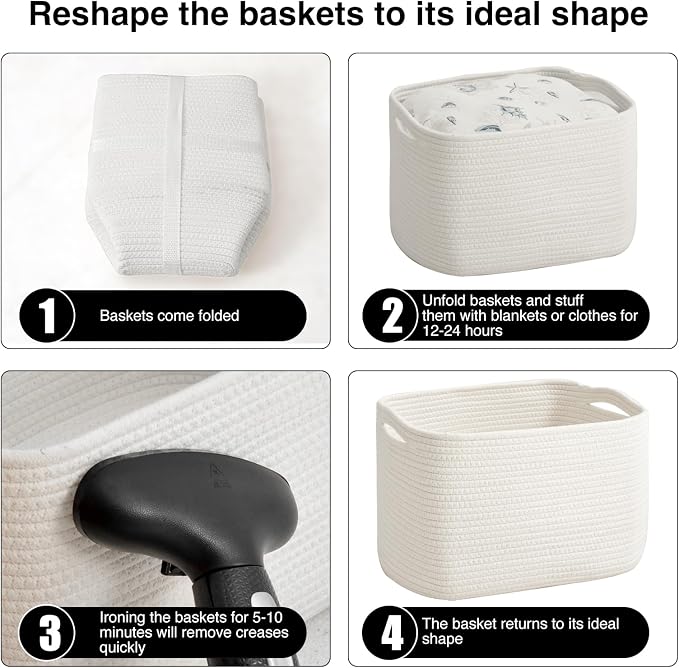 Storage Baskets for Organizing & Shelves, Woven Cotton Rope Organization Bins - Image 7