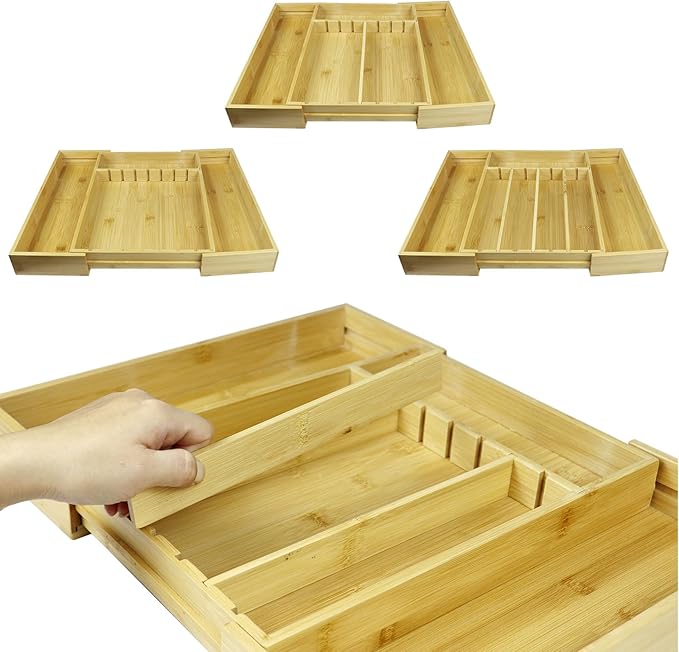 Kitchen Bamboo Silverware Drawer Organizer - Image 6