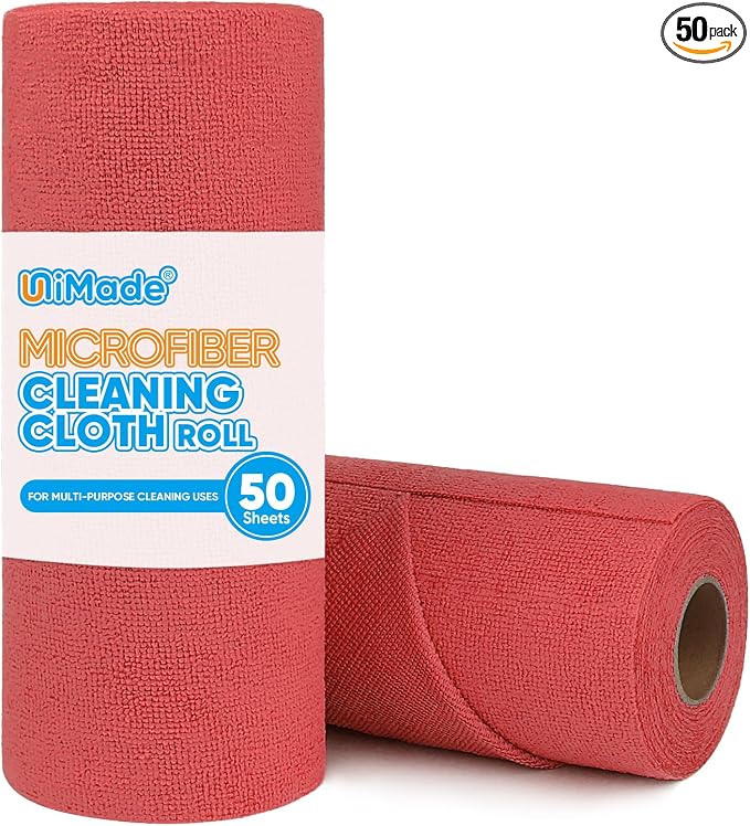 Microfiber Cleaning Cloth, 50 Sheets Shop Towels Commercial Grade Washcloths by Unimade
