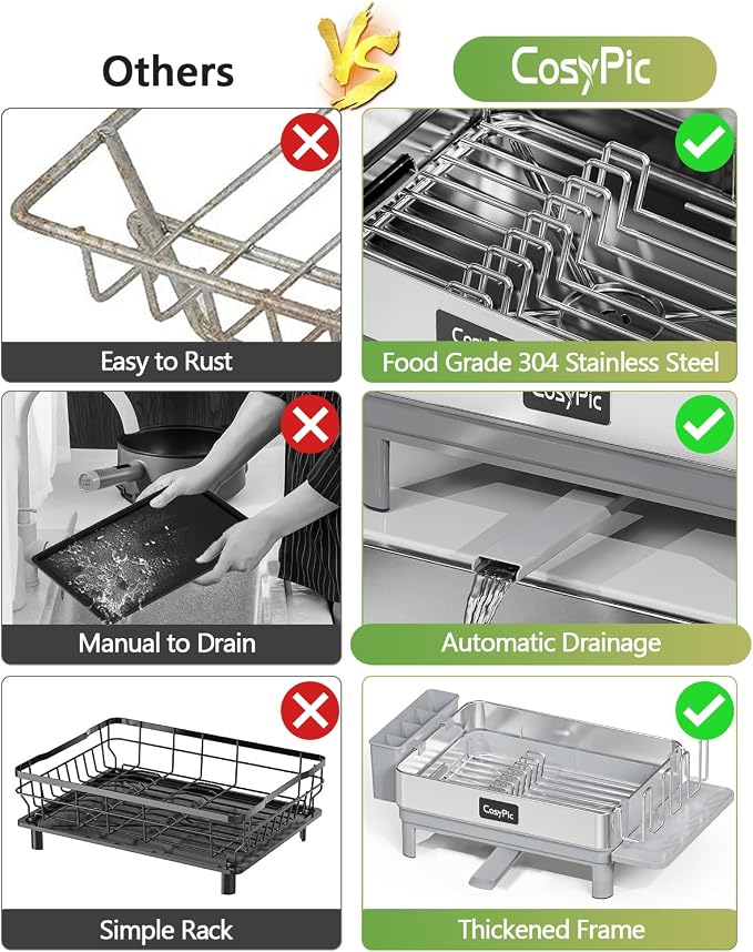 Dish Racks, Thicker Premium 304 Stainless Steel Dish Drying Rack - Image 3