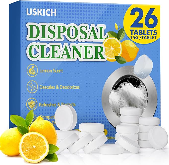 Garbage Disposal Cleaner Deodorizer Tablets 26Pack, XL Powerful Foaming Kitchen by USKICH