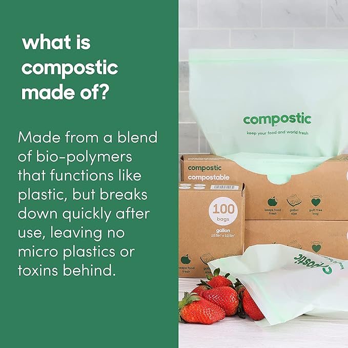 Compostic Home Compostable Resealable Gallon Bags, Microwave & Freezer Safe - Image 8