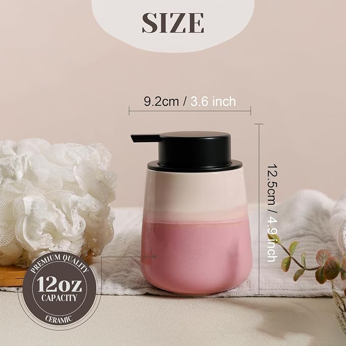 INGOFIN Ceramic Foaming Soap Dispenser - 12oz Foam Hand Soap Dispenser Bathroom - Image 2