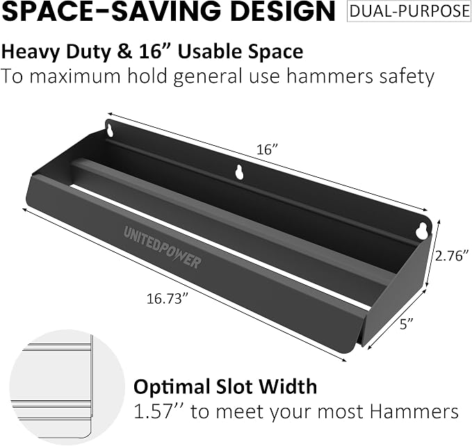 UNITEDPOWER Hammer Holder, Wall Mount Storage Rack Organizer - Image 2