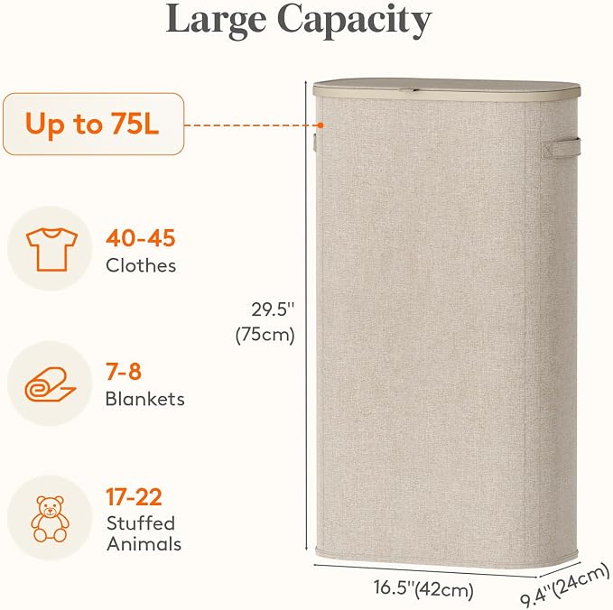 Lifewit 75L Slim Laundry Basket - Image 3